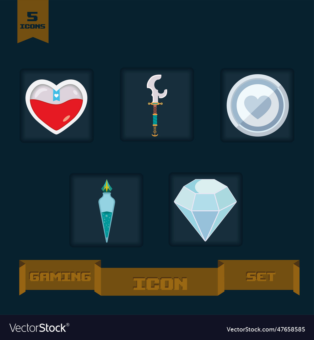 Set of different retro videogame icons