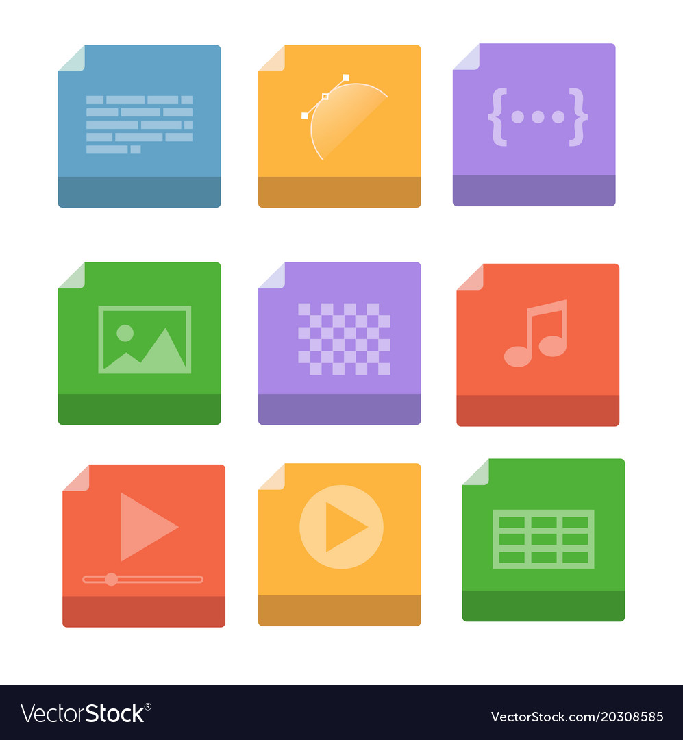 Set of document file formats and labels icons