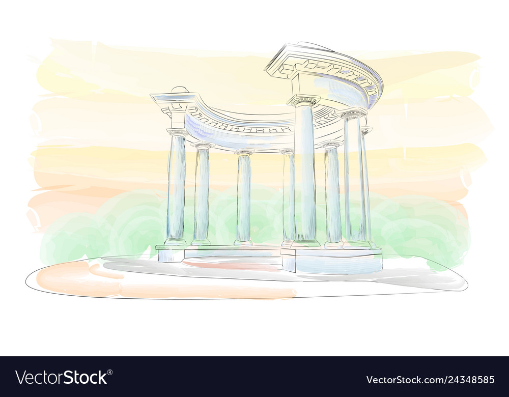 Sketch arbor with eight columns in the doric Vector Image Sketch arbor with eight columns in the doric