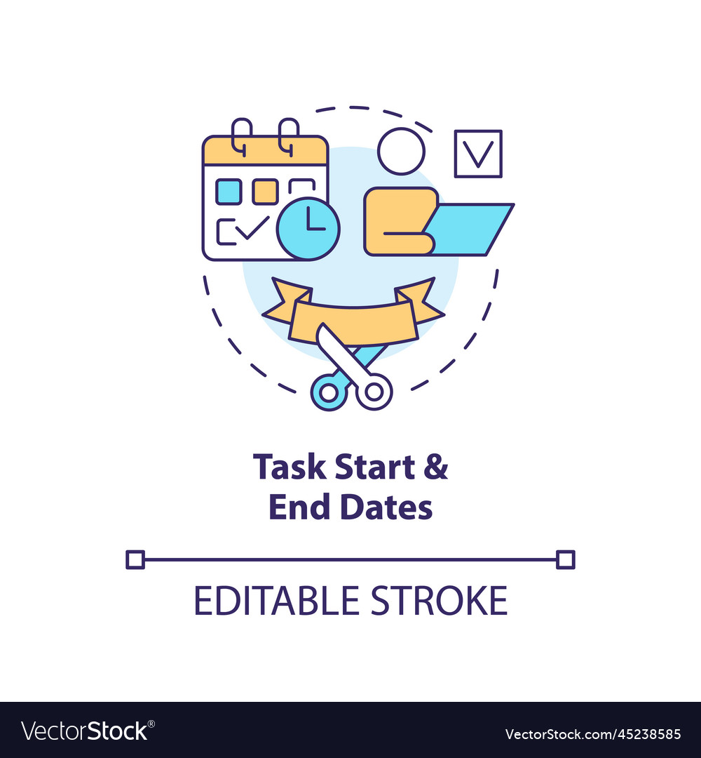 Task start and end dates concept icon