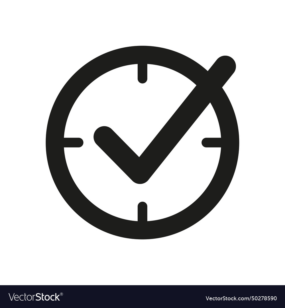 A clock with check mark inside