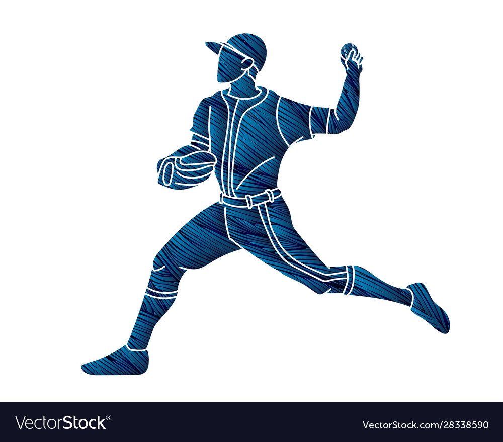 Baseball player action cartoon sport graphic