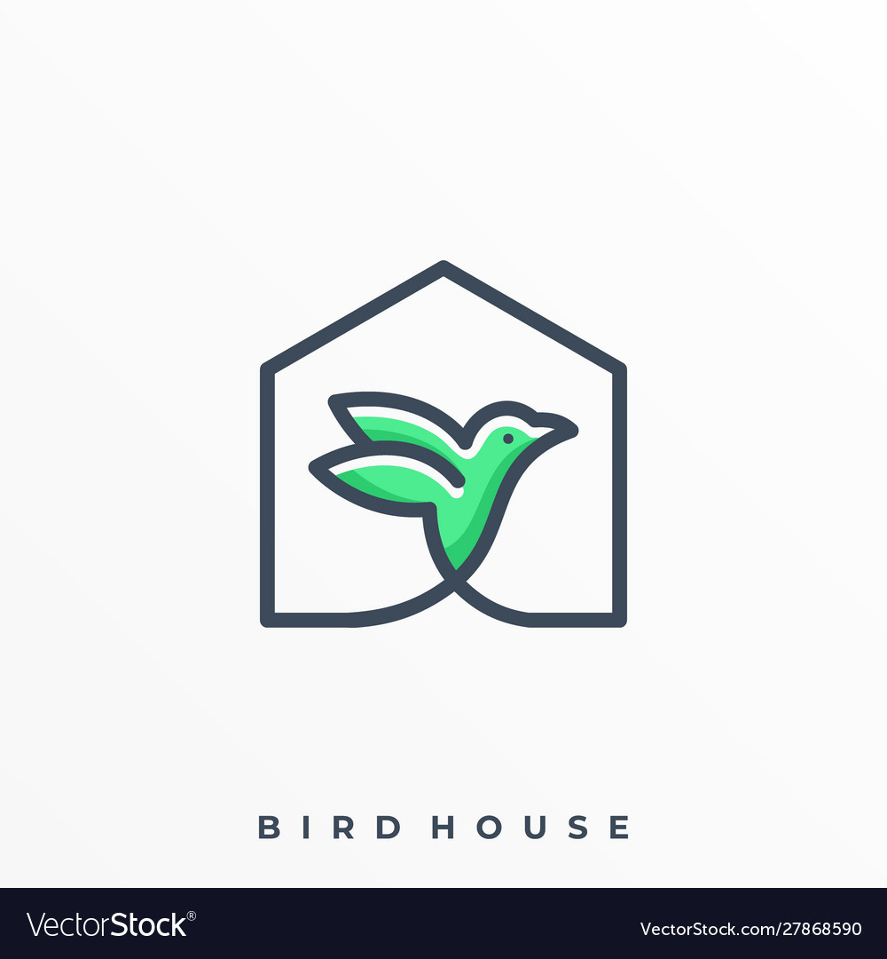 Bird with house line art design concept template