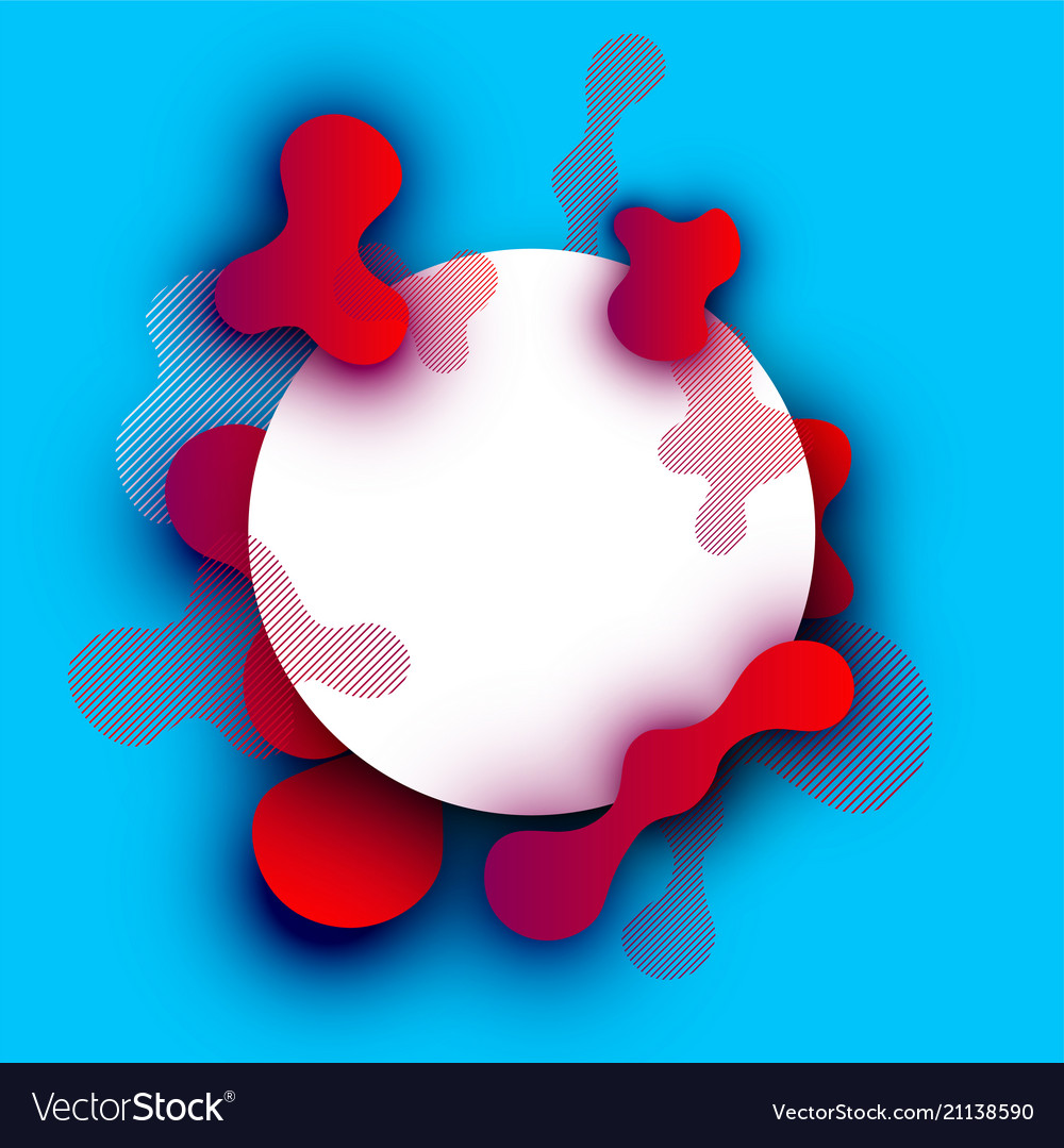 Blue round background with red pattern