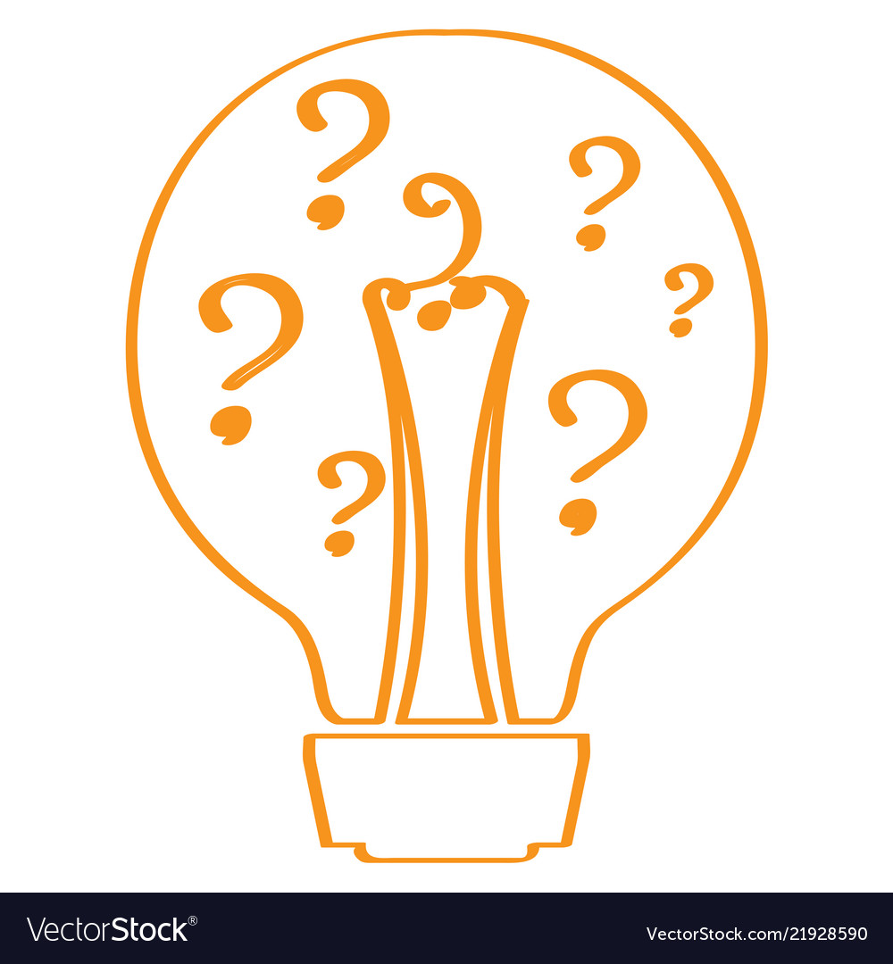 Conceptual idea lightbulb with question marks