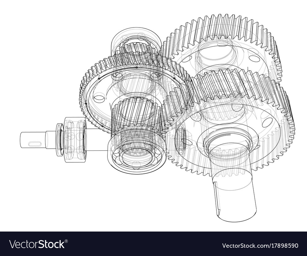 Gearbox sketch Royalty Free Vector Image VectorStock