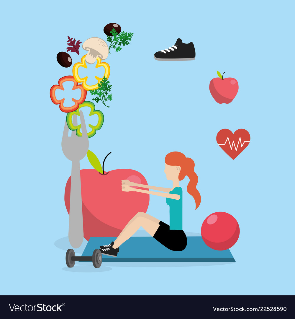 Health fitness cartoon Royalty Free Vector Image