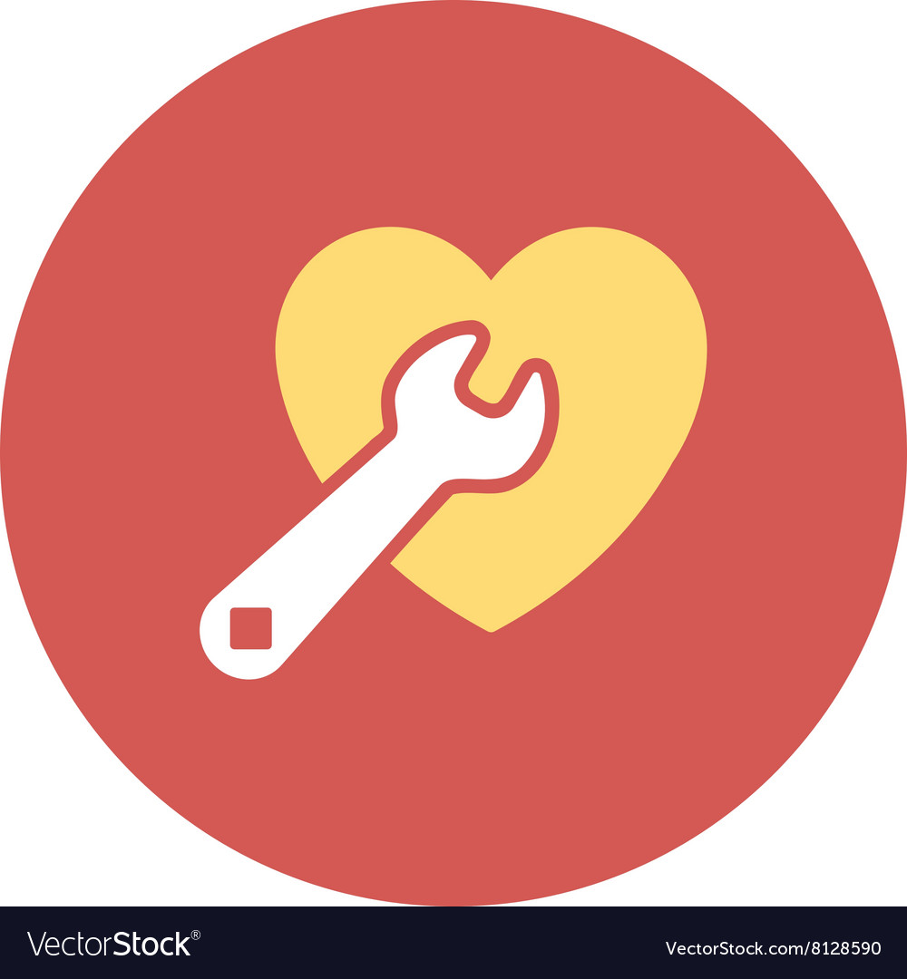 Heart repair flat round icon