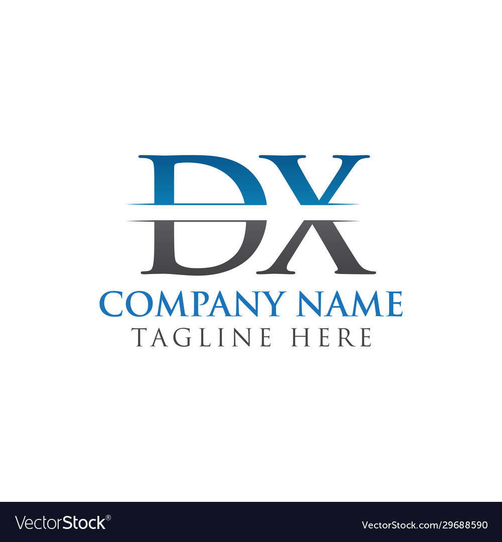 Initial dx letter logo design with blue and grey