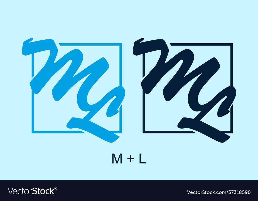 Light blue and dark color ml initial