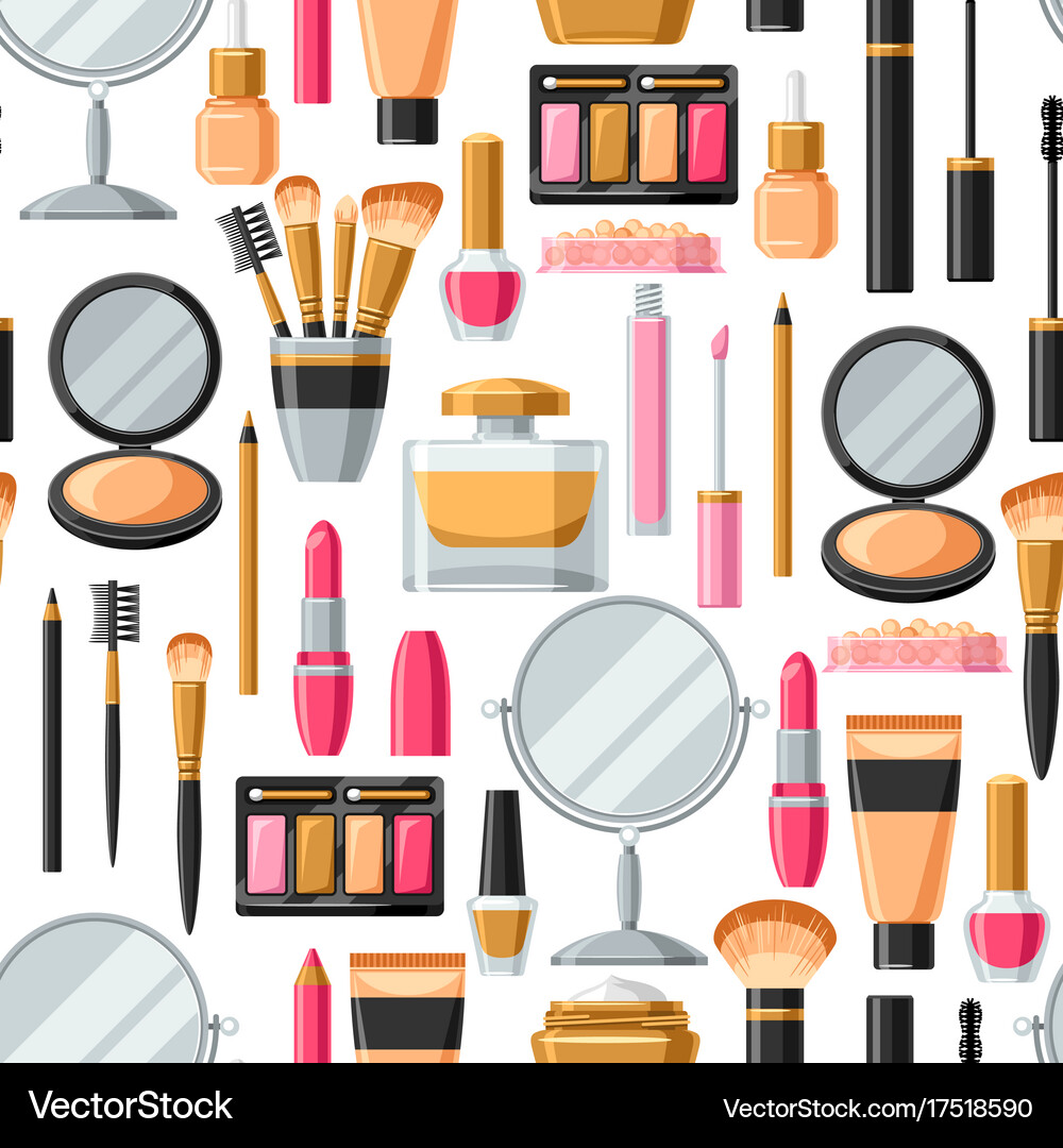 Makeup Pattern Vector Makeup & Skincare Seamless Pattern Royalty Free Vector
