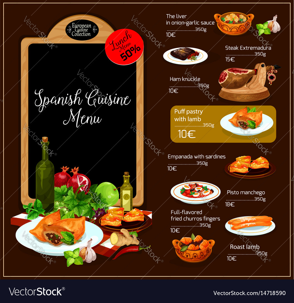 Menu Restaurant Espagnol Spanish Menu Stock Image