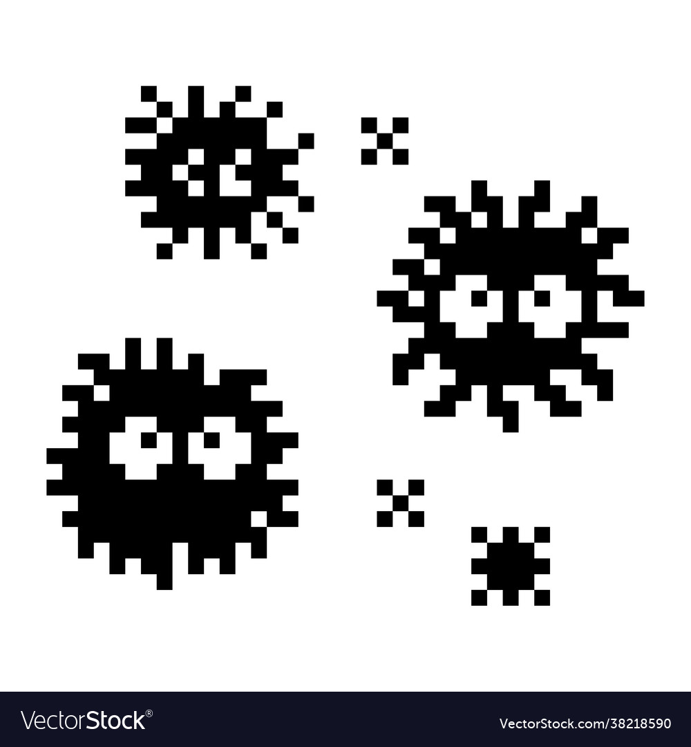 Pixel virus image for 8 bit game assets
