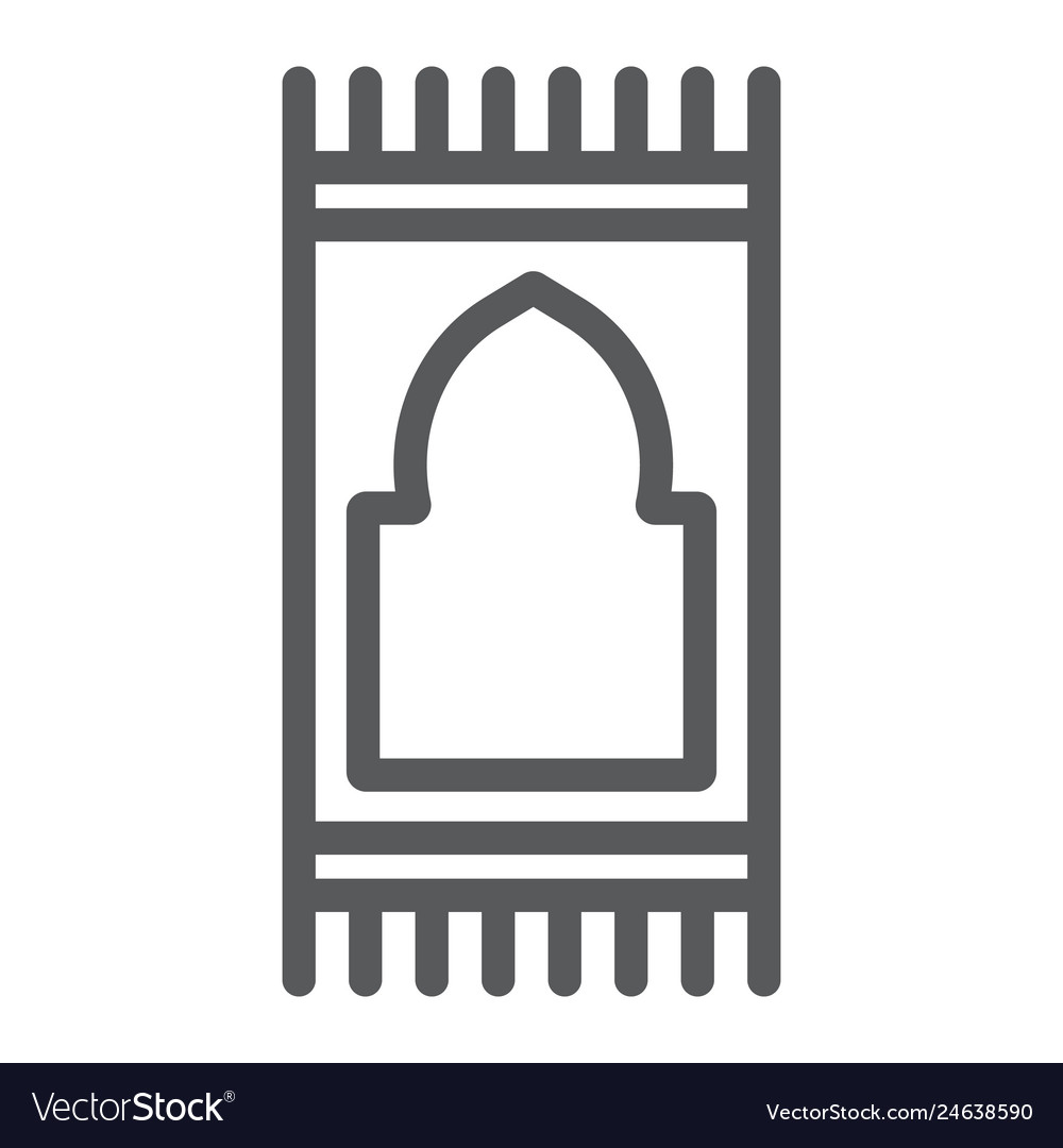 Prayer carpet line icon arabic and rug Royalty Free Vector