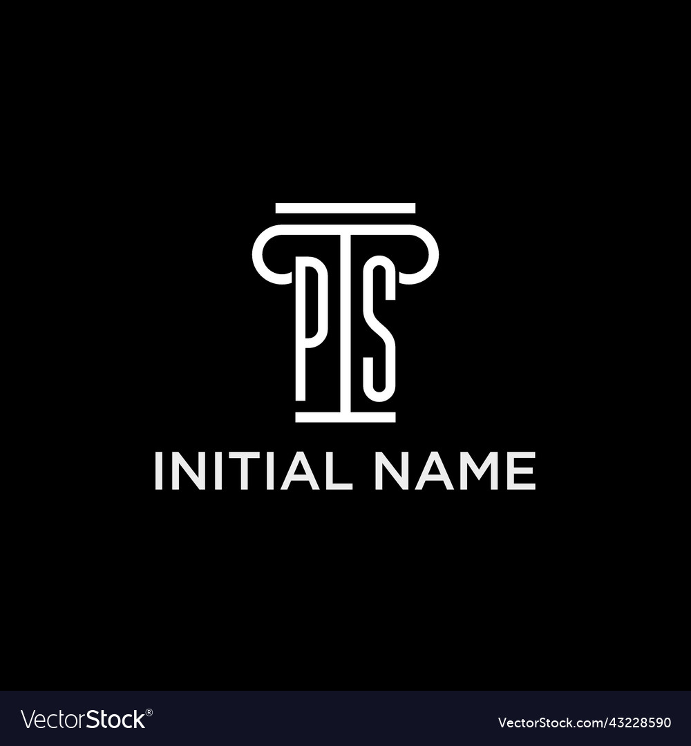 Ps monogram initial logo with pillar shape icon