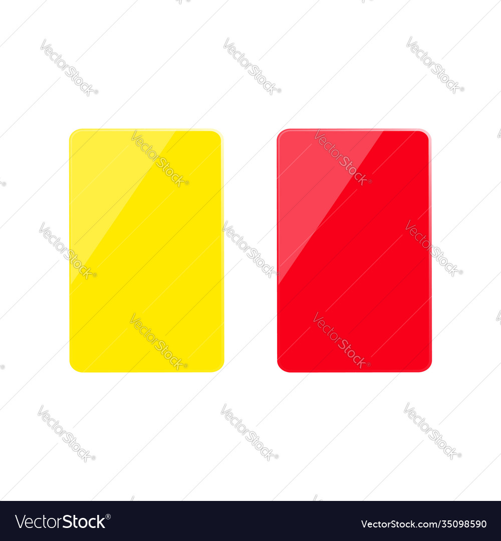 Realistic yellow and red football card Royalty Free Vector