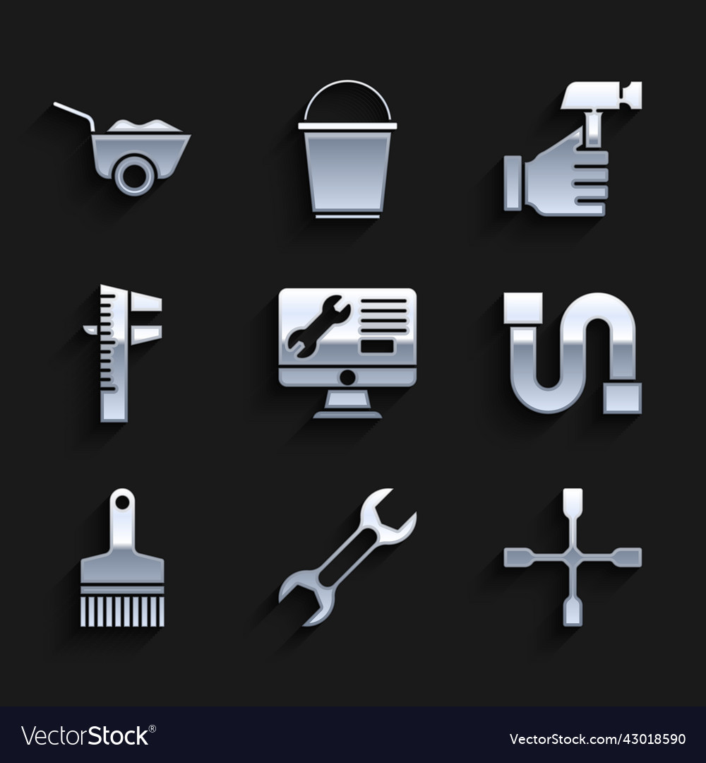Set computer monitor service wrench spanner Vector Image Set computer monitor service wrench spanner