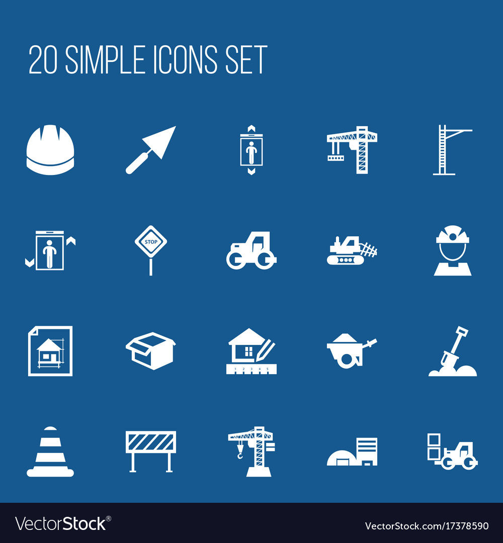 Set of 20 editable building icons includes