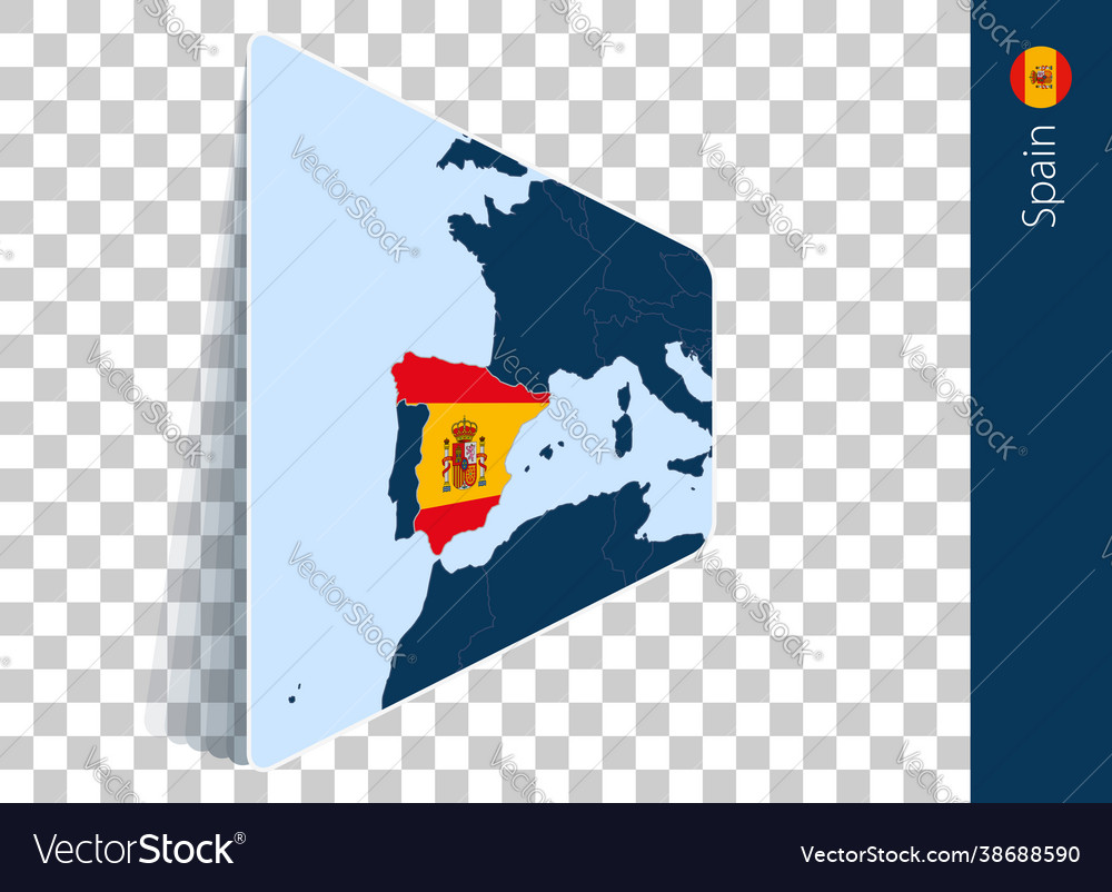 Spain Map And Flag On Transparent Background Vector Image