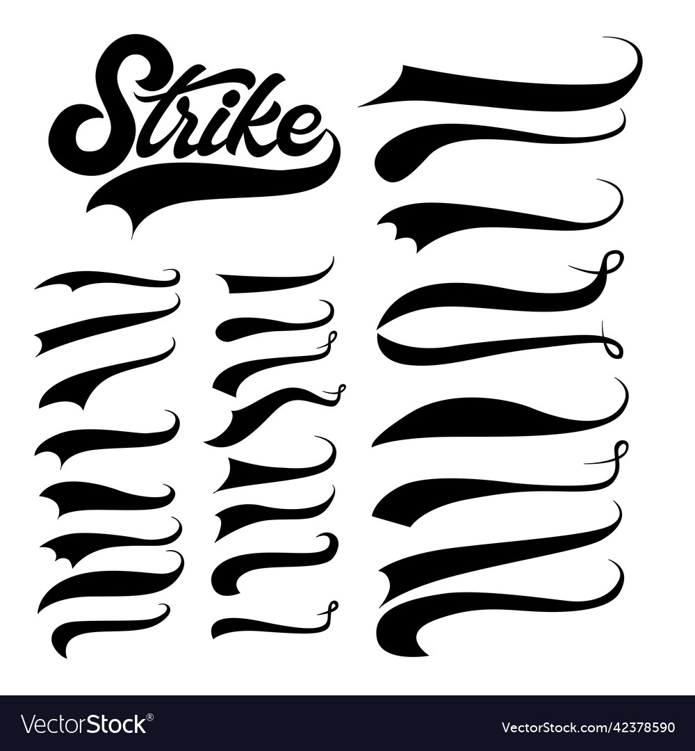 Text swooshes typography swirl ornament Royalty Free Vector