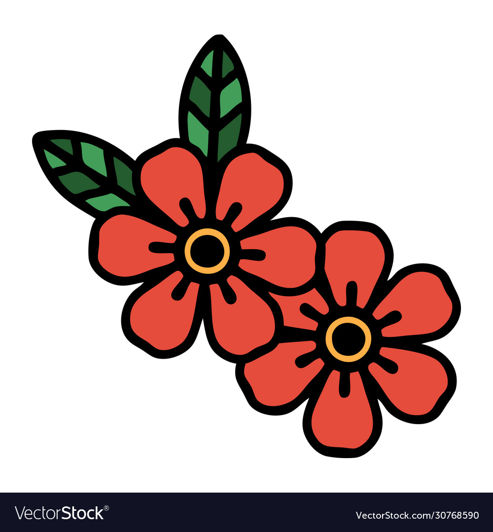 Traditional tattoo flowers