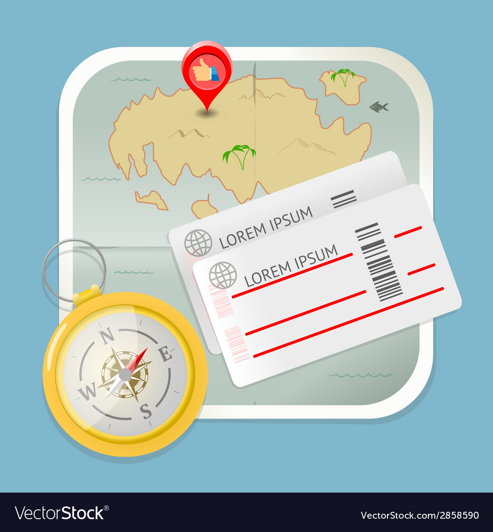 Travel map tickets compass icon