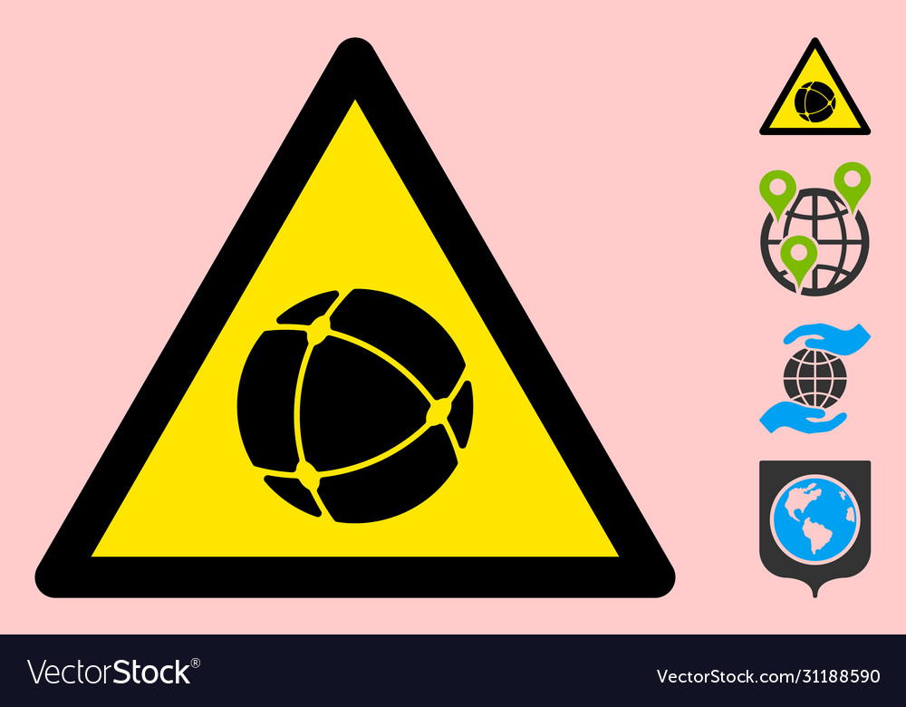 Web sphere warning triangle sign icon vector image Web sphere warning triangle sign icon