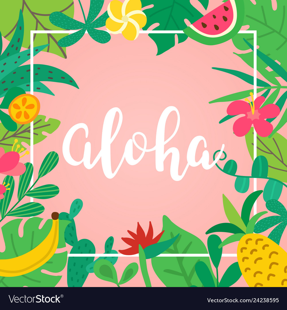 Aloha concept hand drawn lettering on pink Vector Image