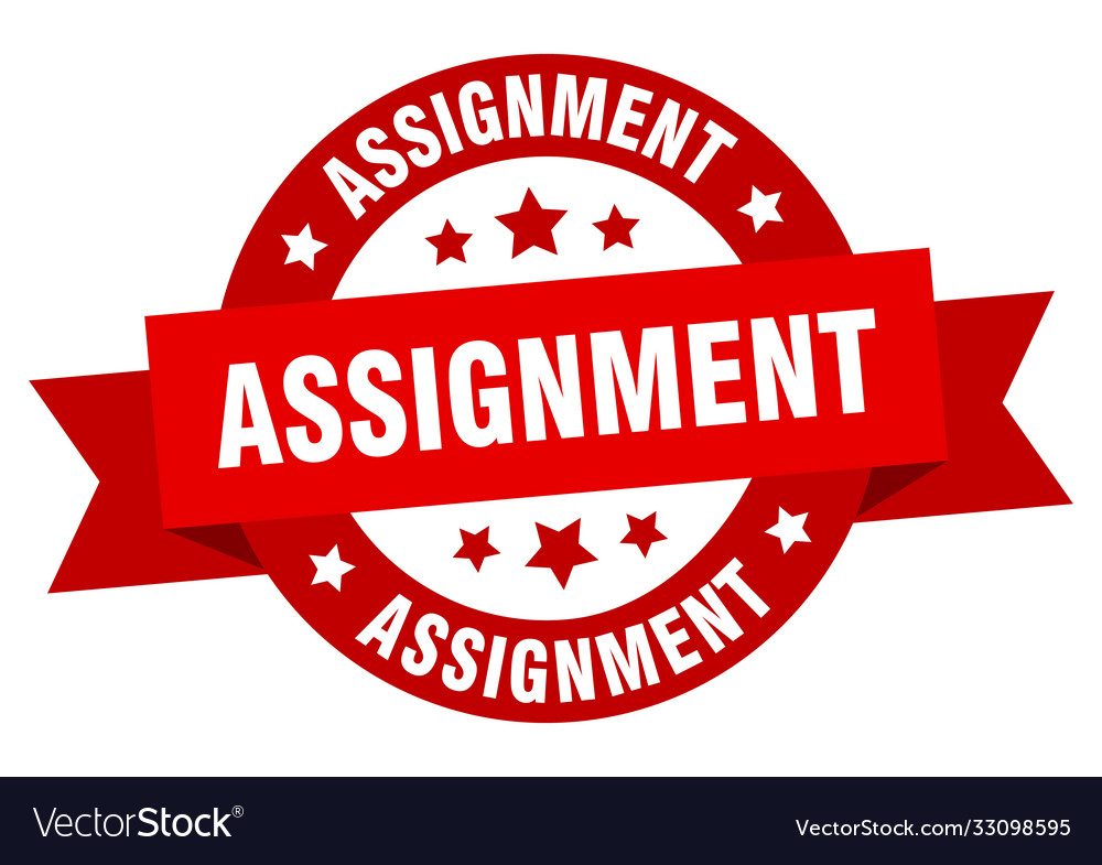 Assignment round ribbon isolated label