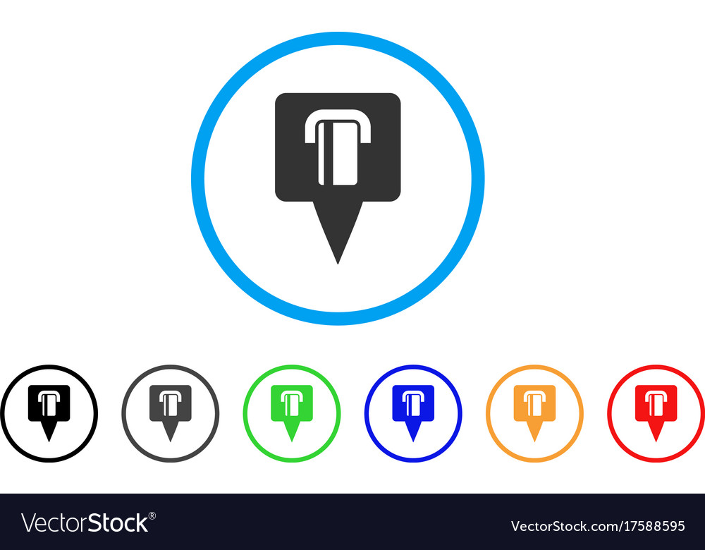 Bank terminal map pointer rounded icon