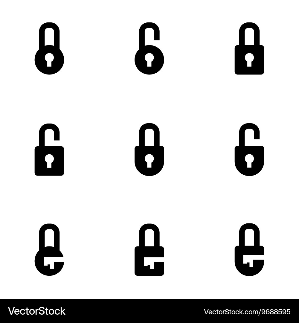 Black locks icon set Royalty Free Vector Image