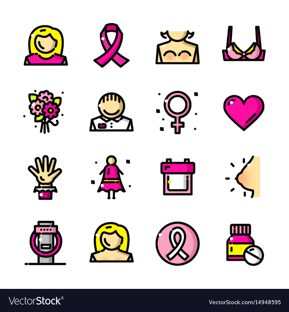 Breast cancer awareness month icons