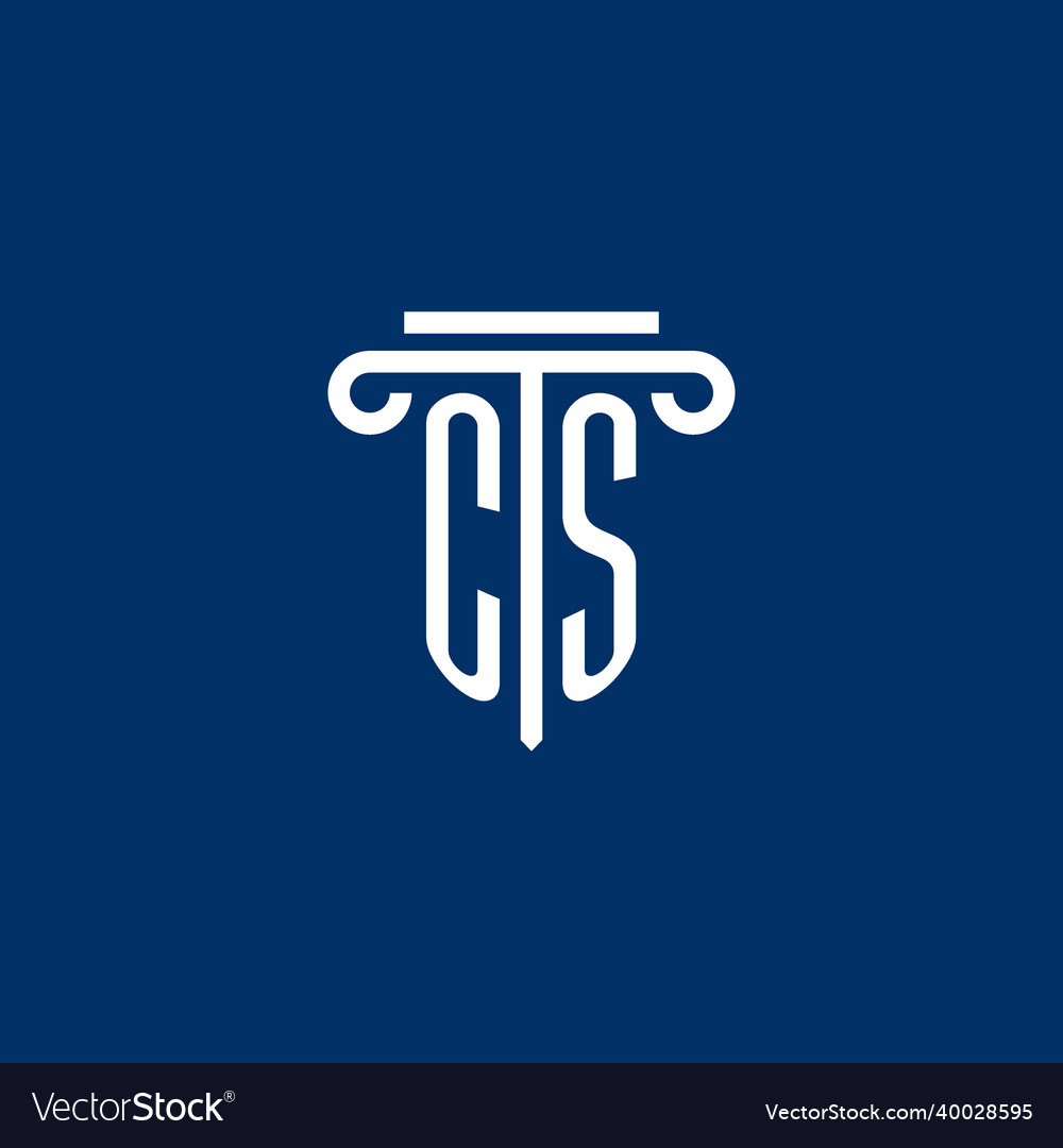 Cs initial logo monogram with simple pillar icon vector image Cs initial logo monogram with simple pillar icon