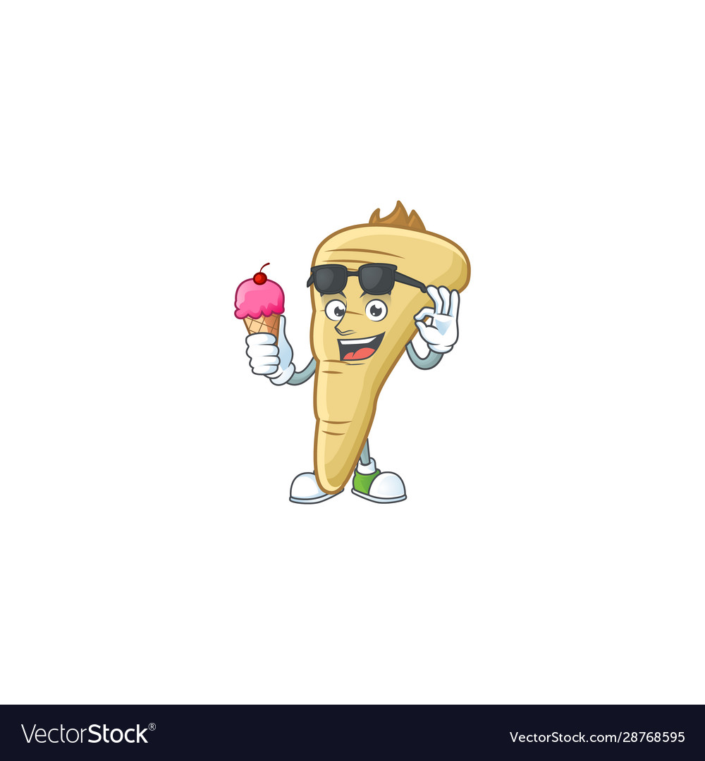 Cute parsnip cartoon character with ice cream