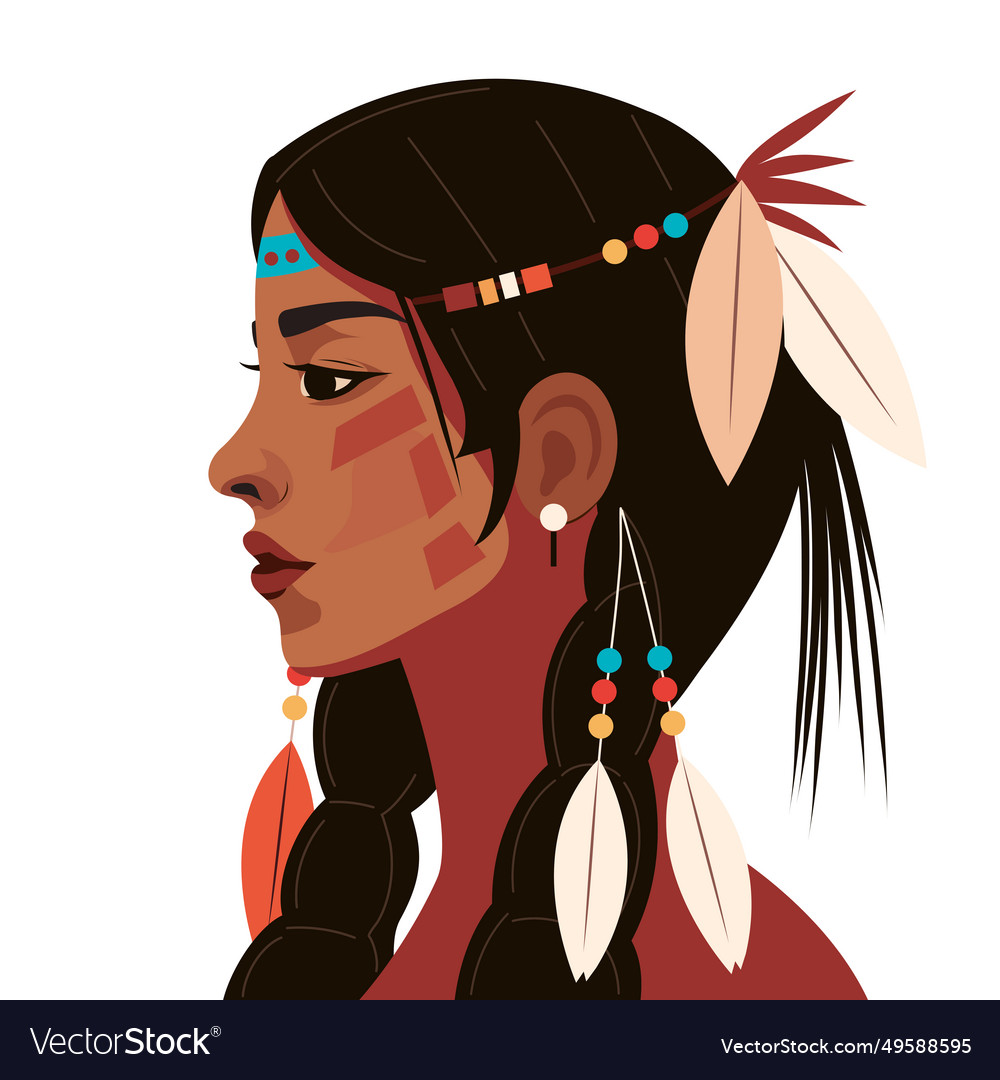 Native american girl profile Royalty Free Vector Image