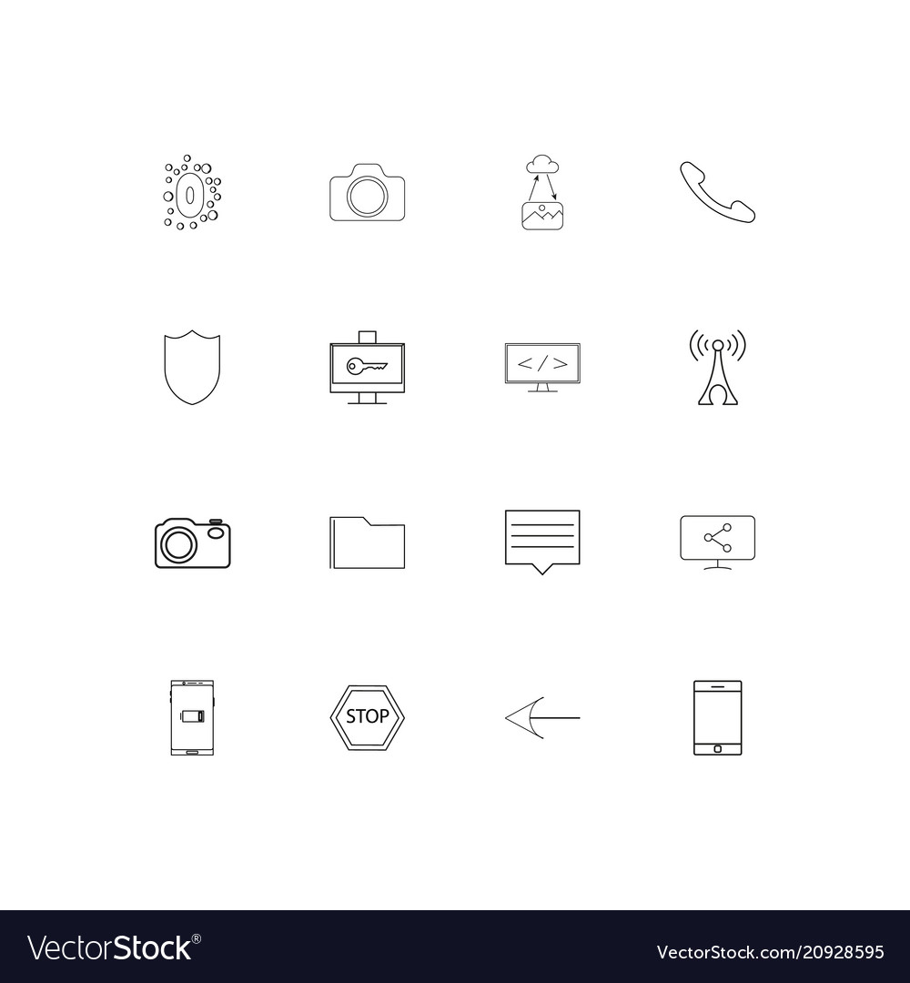 Network and database linear thin icons set