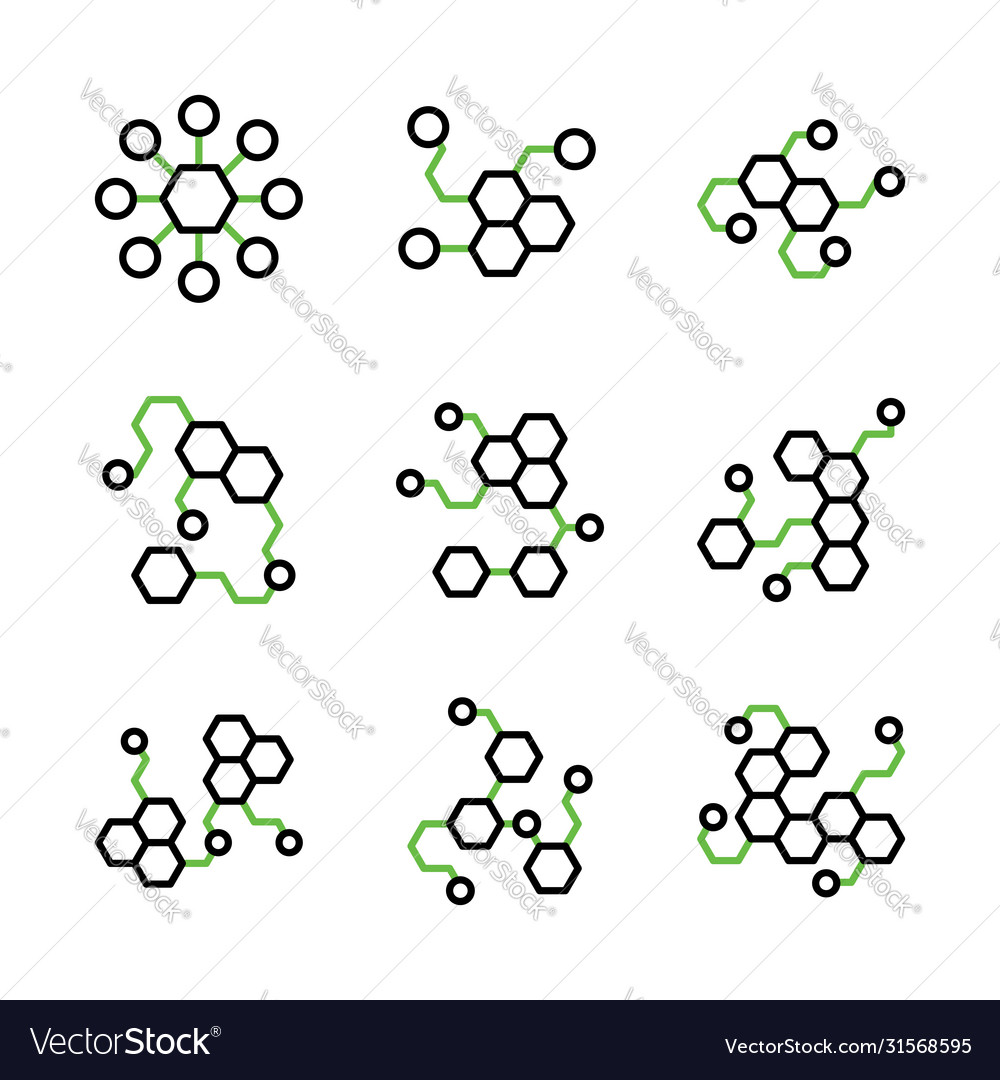 Network and science icon set outline include vector image Network and science icon set outline include