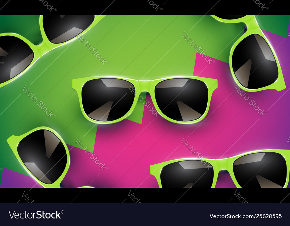 Realistic sunglasses on a colorful background