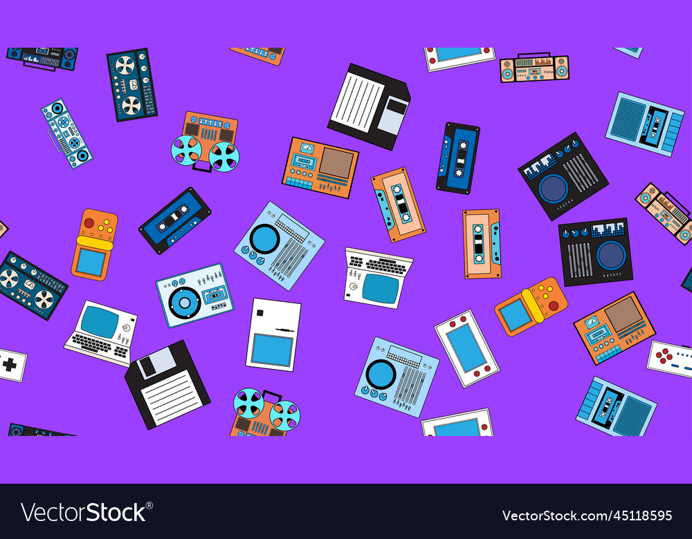 Seamless pattern endless with tech electronics