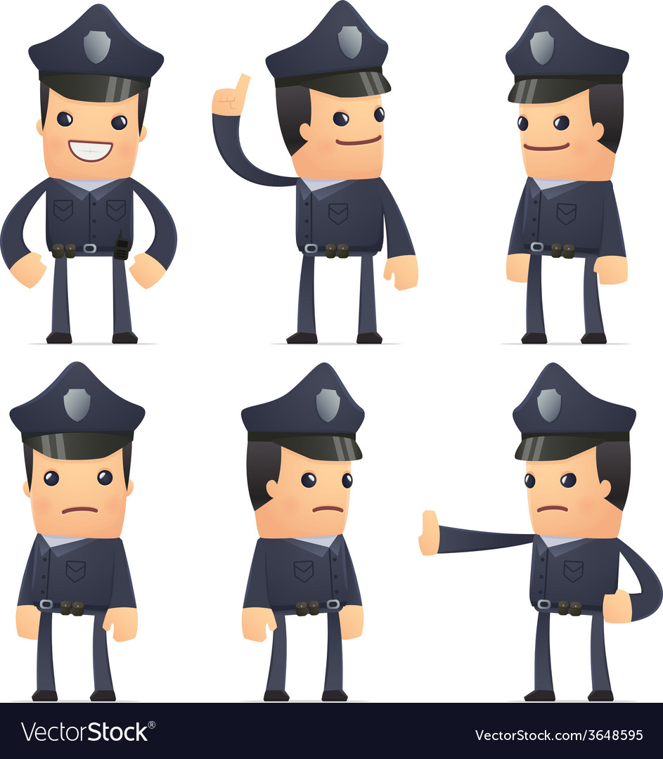 Set of policeman character in different poses