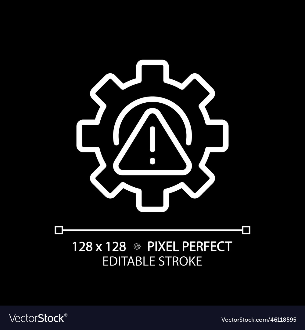 Setup error pixel perfect white linear icon vector image Setup error pixel perfect white linear icon