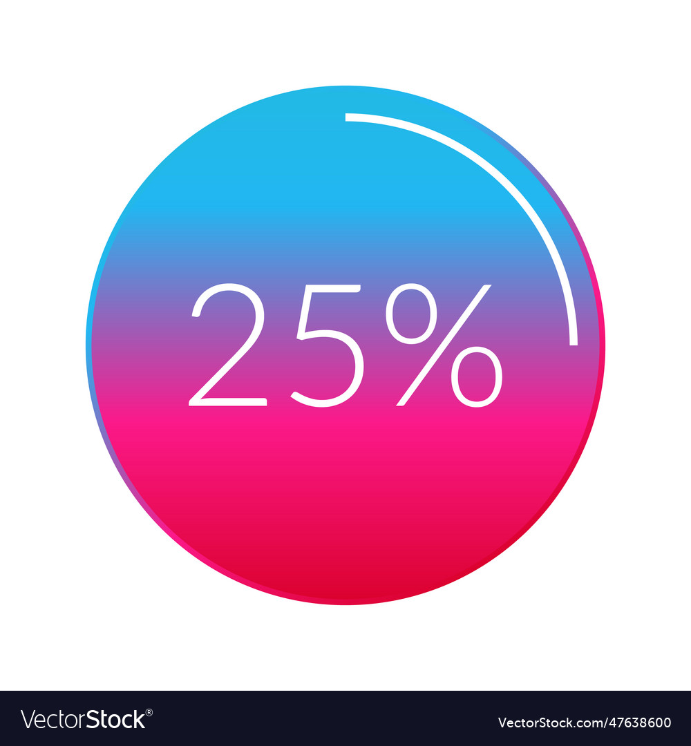 25 Prozent Kreisdiagramm isoliert Symbol