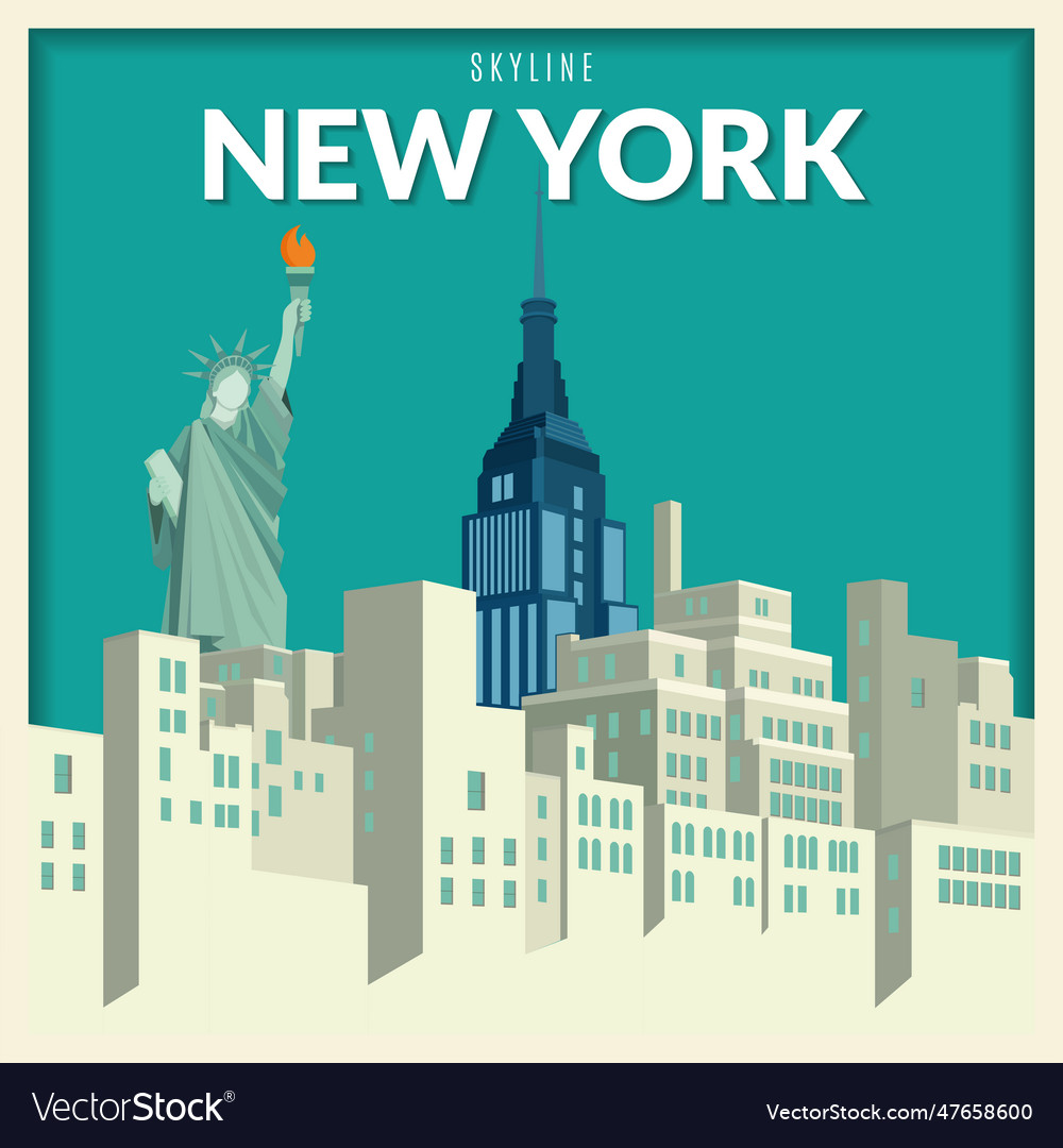 Abstract new york skyline with liberty statue Vector Image