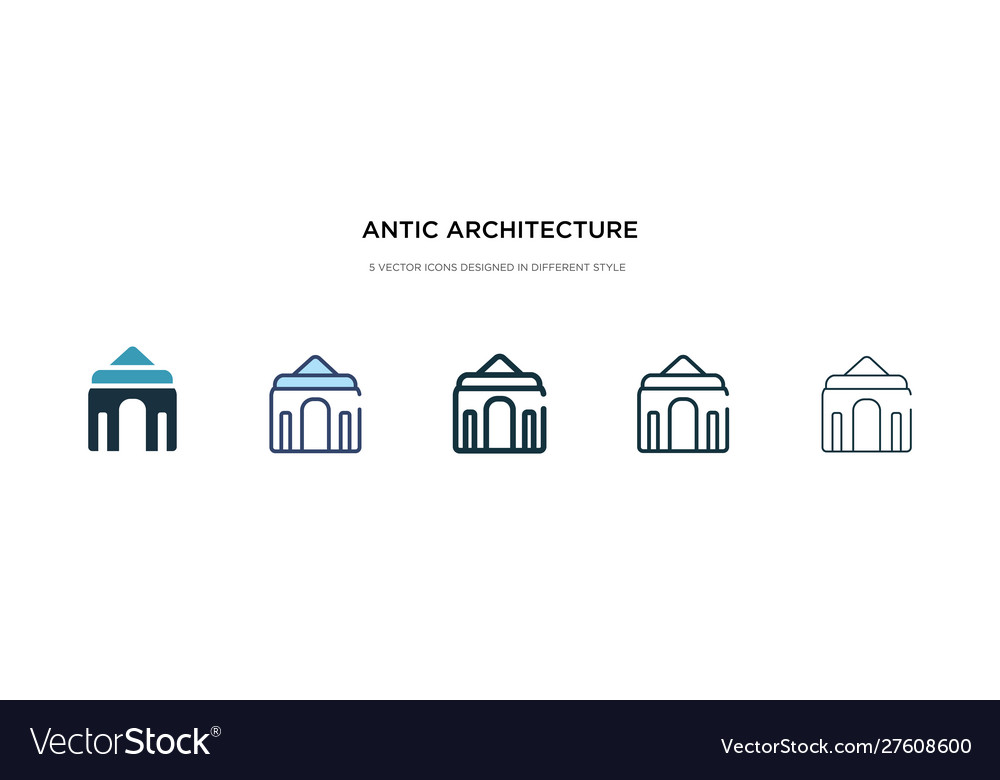 Antic architecture icon in different style two