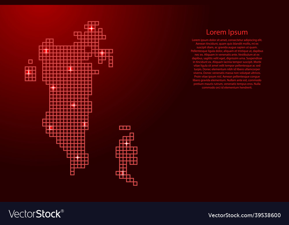 Bahrain map silhouette from red mosaic structure