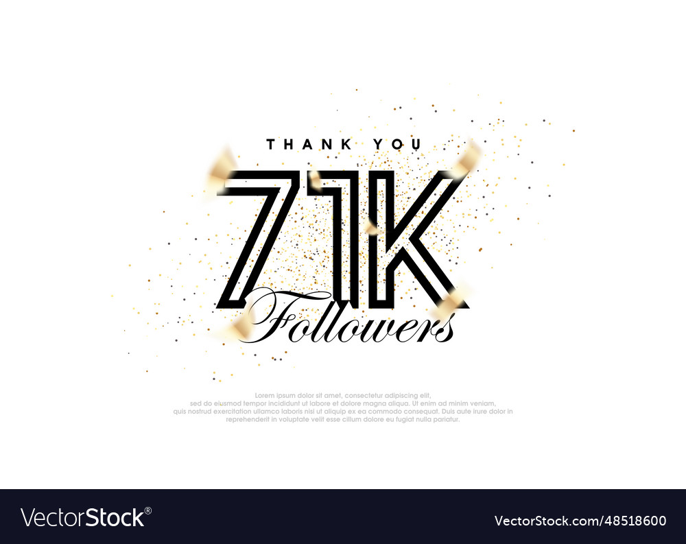 Black 71k followers number achievement Royalty Free Vector