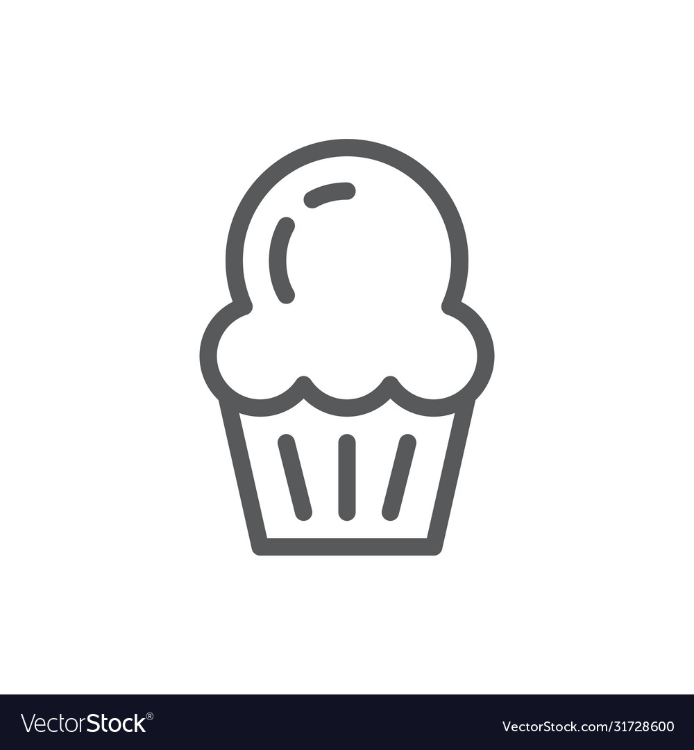 Cupcake editable icon - thin Royalty Free Vector Image