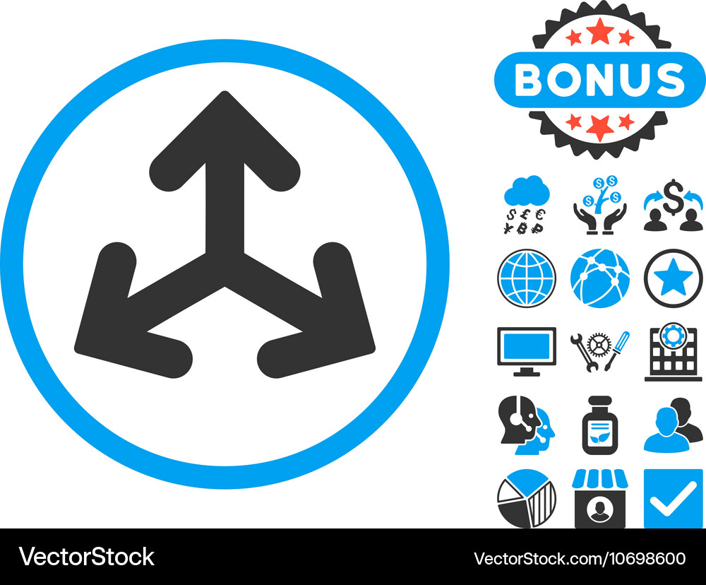 Direction variants flat icon with bonus Royalty Free Vector