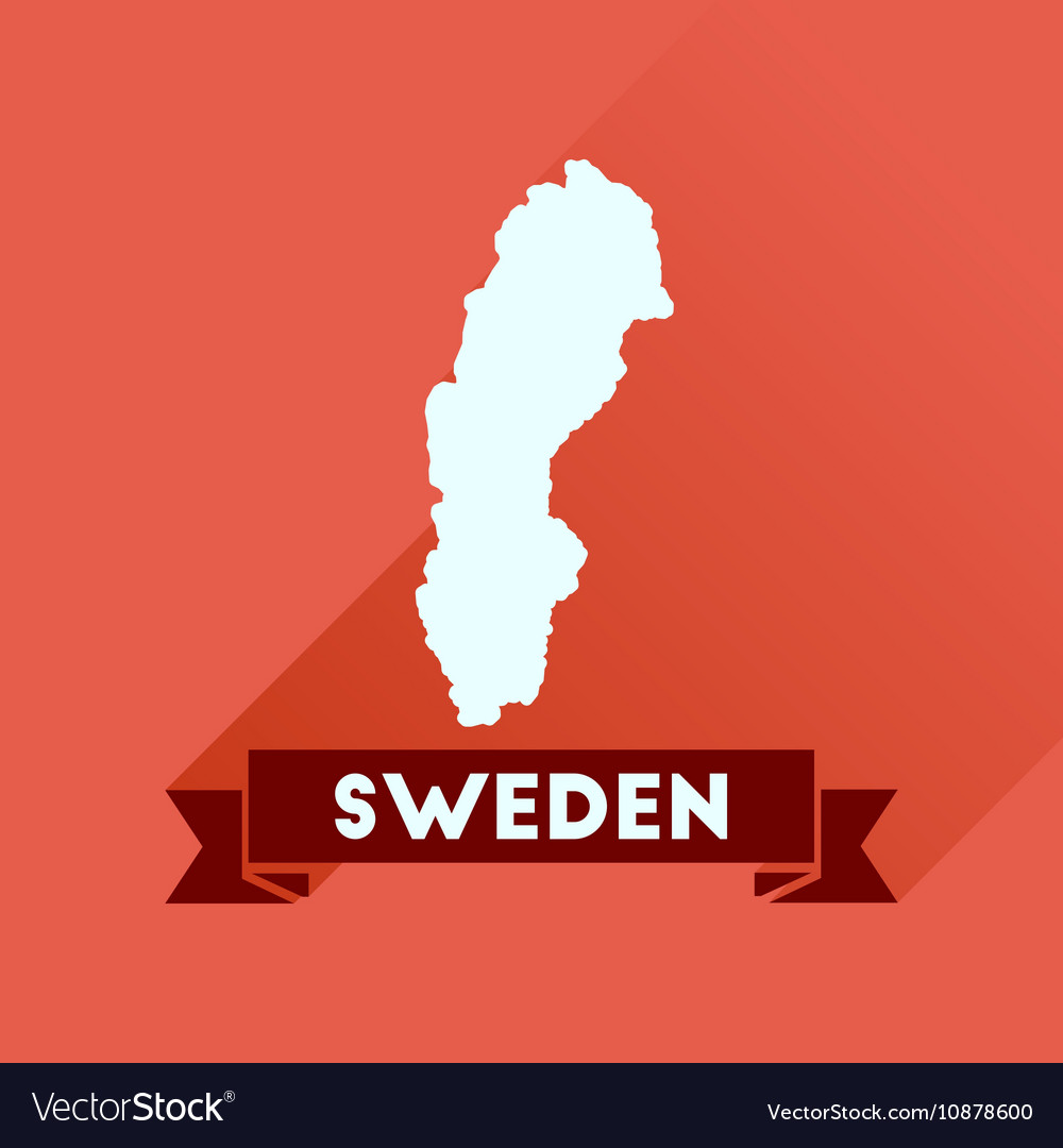 Flat icon with long shadow sweden map