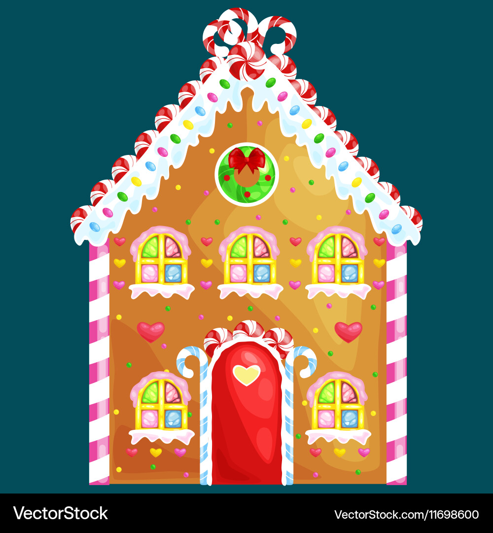 Gingerbread house decorated candy icing and sugar Vector Image